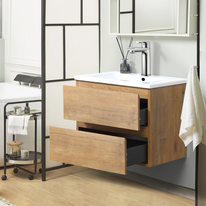 KGAR 23.6'' Wall Mounted Single Bathroom Vanity Base Only in Oak ...